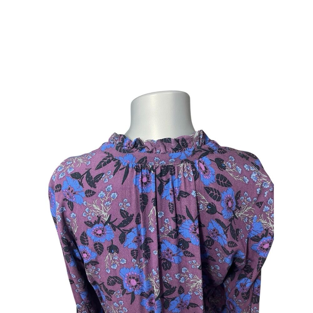 Free People Women’s Small Magic Mystery Purple Blue Floral Tunic Top Boho Y2K - Picture 6 of 9